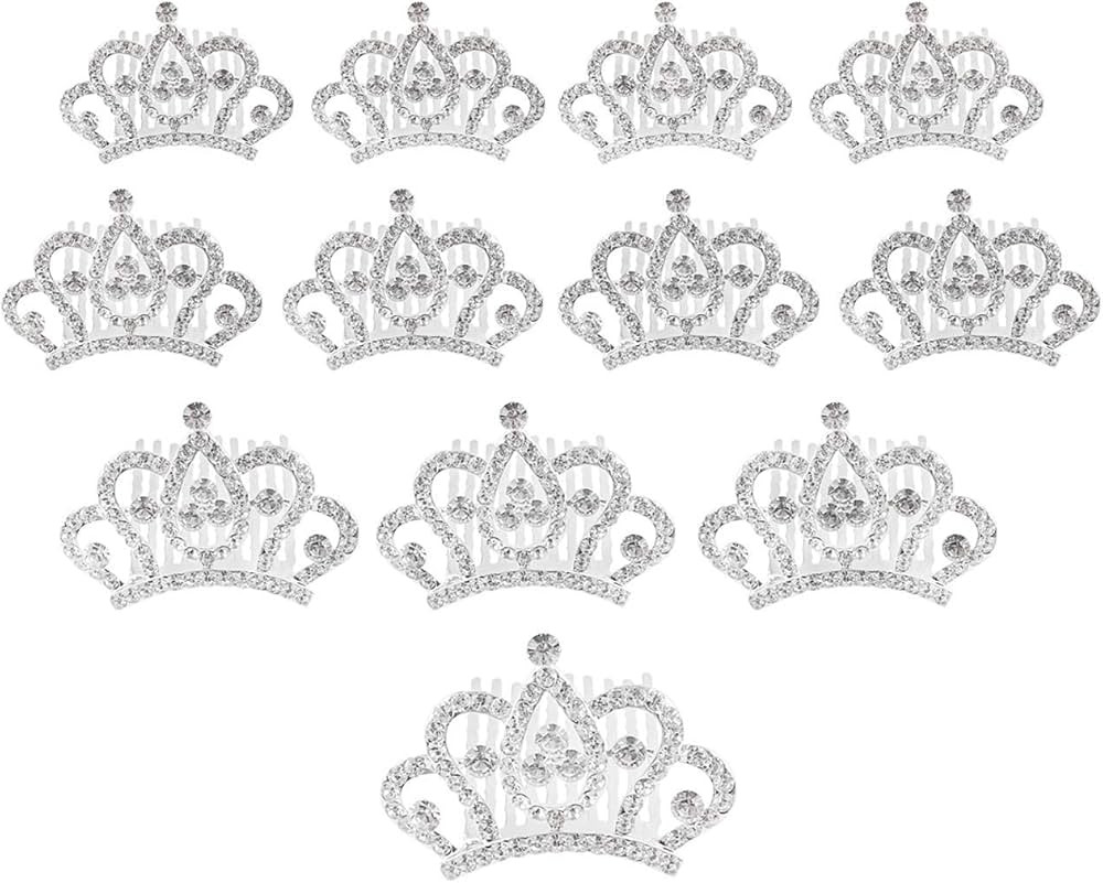 Butterfly Craze Princess Crown Comb Mini Tiara Hair Clips for Kids - Set of 12, Add a Touch of Ro... | Amazon (US)