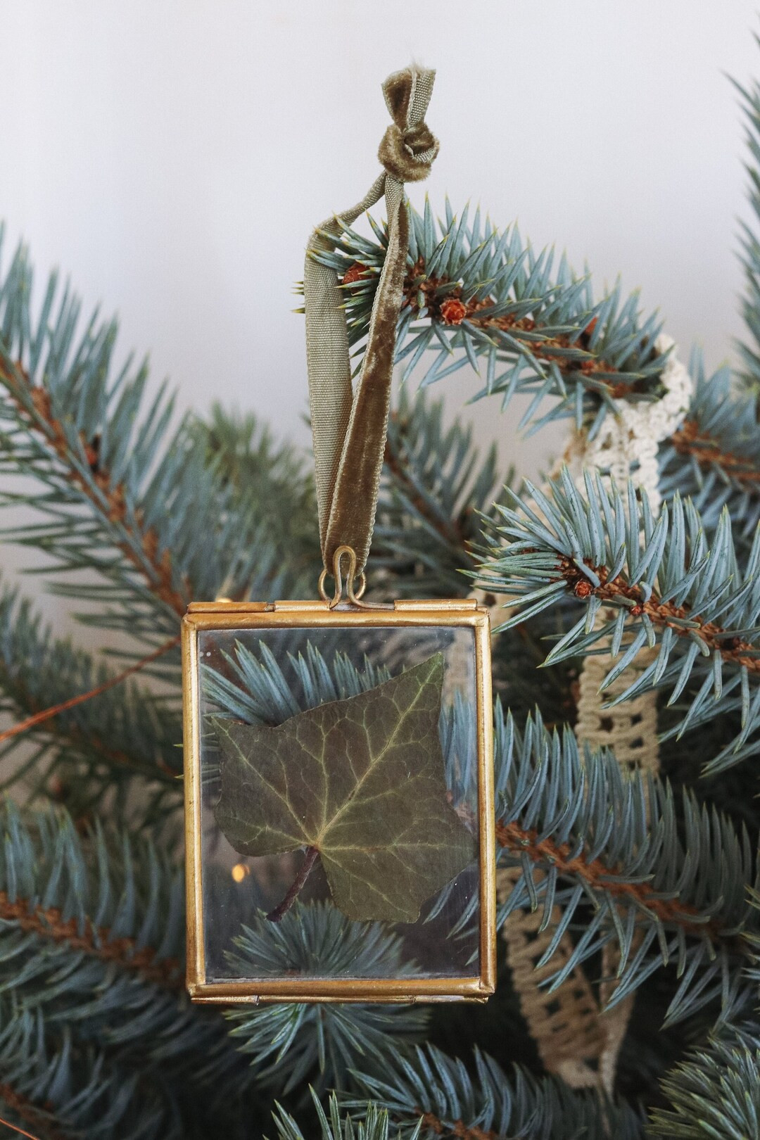 Dried Ivy Leaf Brass Hanging Picture Frame Christmas Tree - Etsy | Etsy (US)