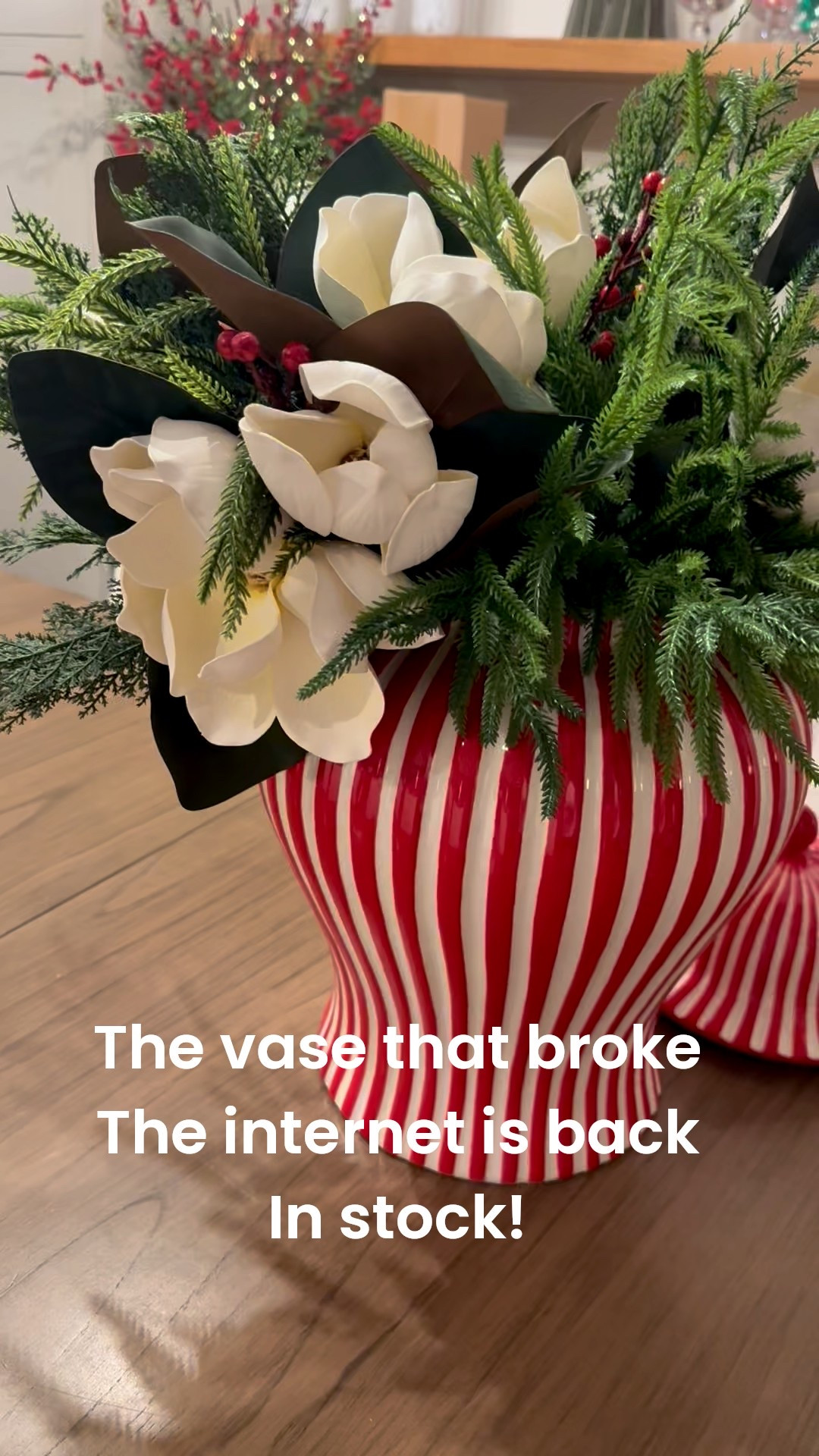 This gorgeous vase is finally back in stock! 18 inches of candy stripes, this ginger jar will be a treasured Christmas decoration.

If you want to use it year-round, it comes in several color options : green, blue, yellow, and red 

#LTKHoliday #LTKHome