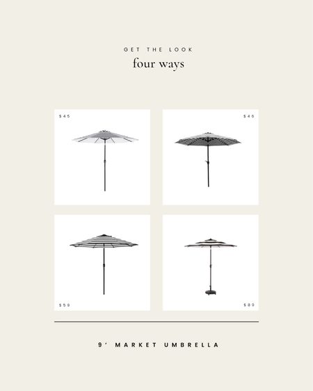 Get the look! Four affordable 9’ market umbrellas for your home  

#LTKunder100 #LTKhome