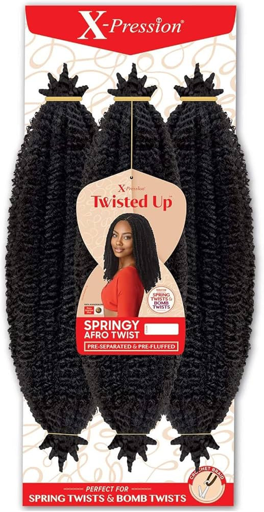 Outre Crochet Braids X-Pression Twisted Up 3X Springy Afro Twist 16" (5-Pack, 1B) | Amazon (US)