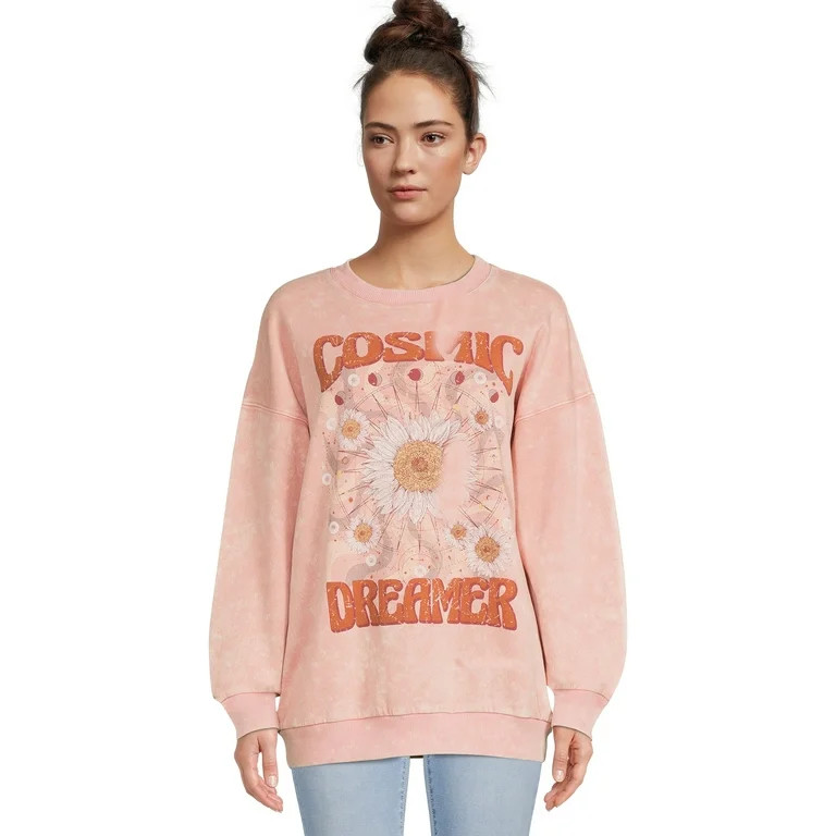 Self Esteem Juniors Mineral Wash Graphic Sweatshirt - Walmart.com | Walmart (US)