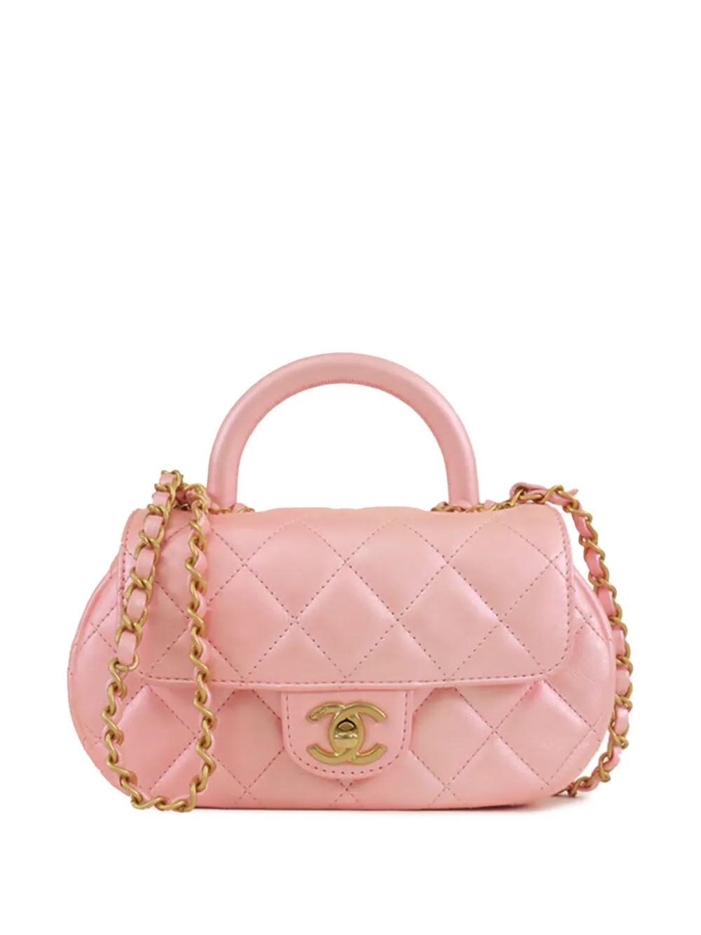 CHANEL Pre-Owned 2021-2025 CC Quilted Iridescent Lambskin Top Handle Bag satchel - Pink | Farfetch Global