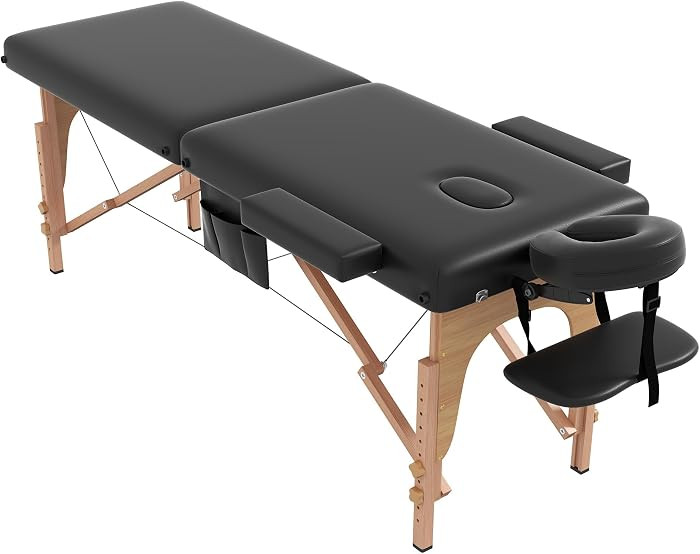 Portable Massage Table, Lightweight Wood Frame with Carry Handle, Black | Amazon (US)