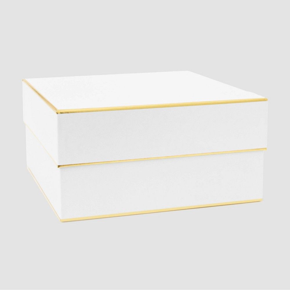 White with Gold Edge Large Square Box - Sugar Paper | Target