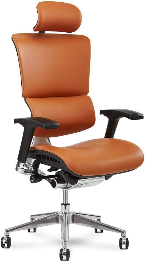 X-Chair X4 High End Executive Chair, Cognac Leather with Headrest - Ergonomic Office Seat/Dynamic... | Amazon (US)