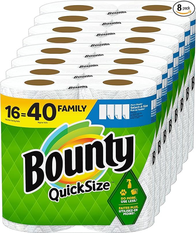 Bounty Quick-Size Paper Towels, White, 16 Family Rolls = 40 Regular Rolls (Packaging May Vary) | Amazon (US)