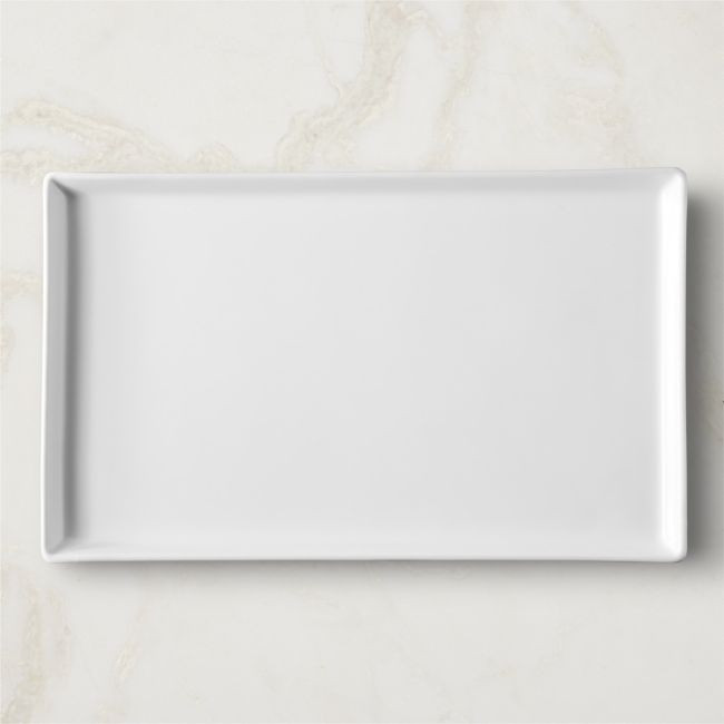 Cuatro Rectangular White Serving Platter Large | CB2