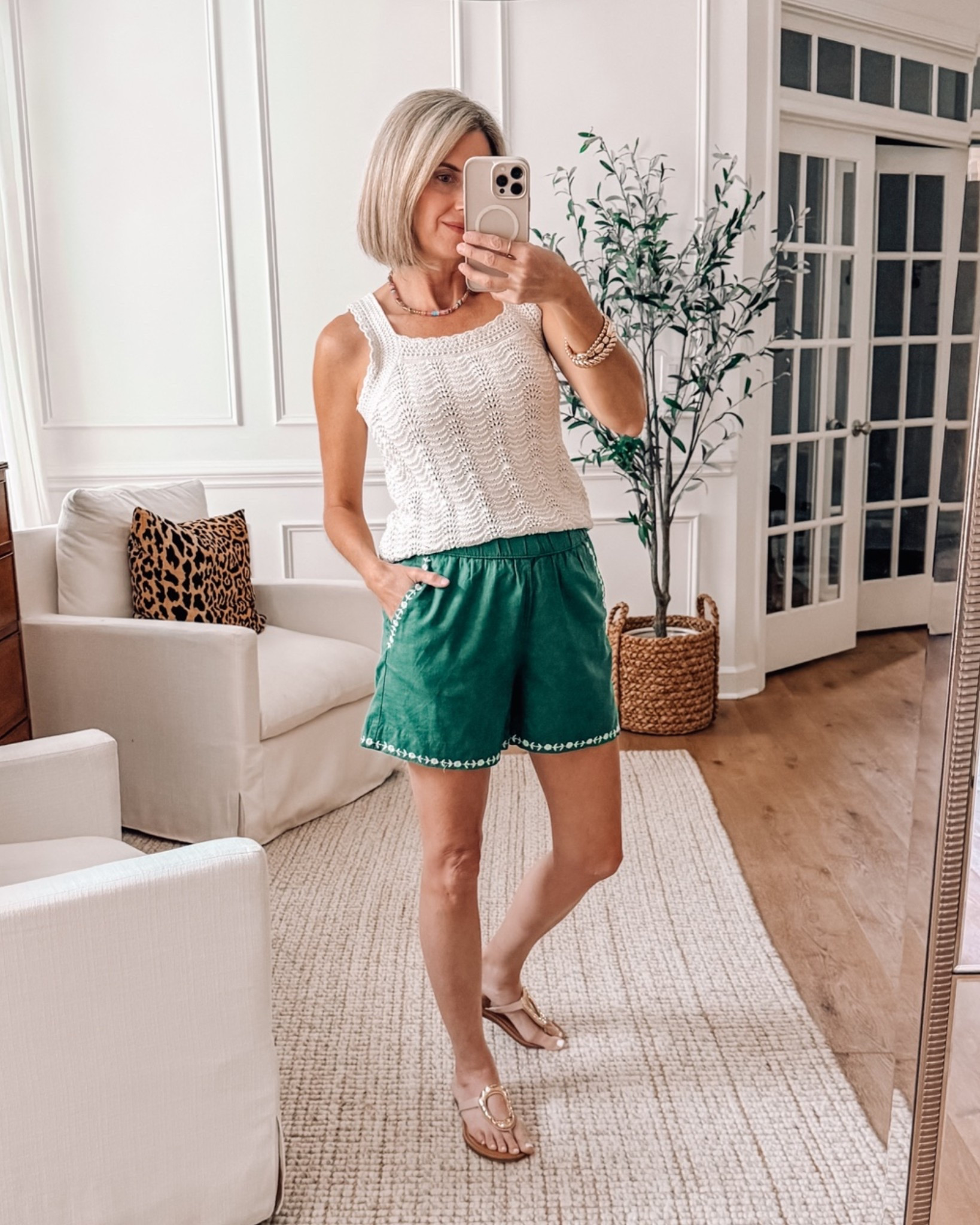 Sale finds: These linen shorts are lightweight and comfy with an elastic waistband. So easy to pull on and go. Crochet sweater tank is going to be on repeat all summer ☀️ It pairs effortlessly with so many different shorts and comes in other colors too 🤍 wearing a size small top and size XS in shorts




#LTKgrwm #LTKootd #LTKOver40 #loveloft 
Loft finds 
Loft shorts 
Loft outfits 
Affordable fashion

#LTKOver40 #LTKSeasonal #LTKSaleAlert