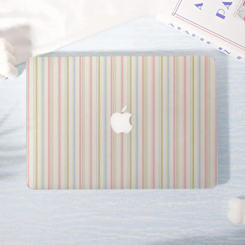 Custom Blue-green-pink Stripe Pattern Beige Bootm MacBook Case: Personalized Laptop Shell - Etsy | Etsy (Global)