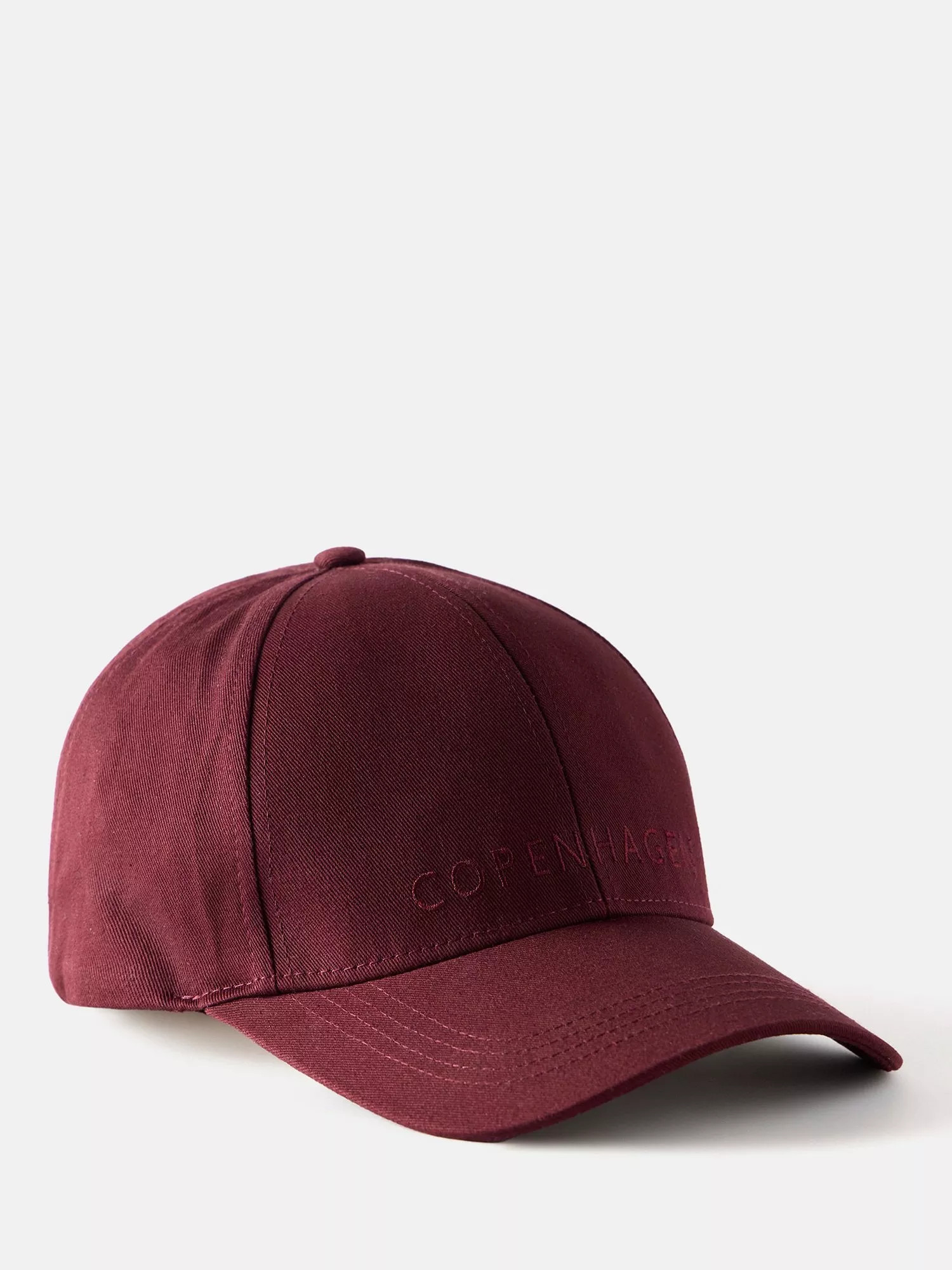 Mint VelvetCopenhagen Slogan Cap, Burgundy | John Lewis (UK)