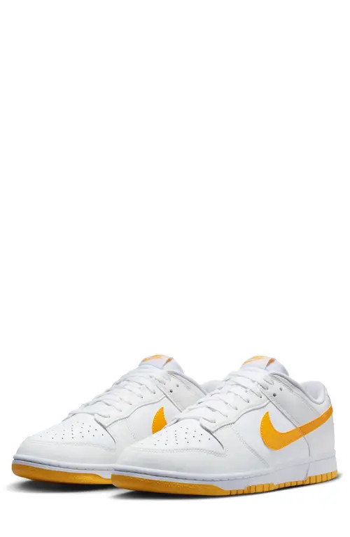 Nike Dunk Low Retro Basketball Shoe in White/University Gold/White at Nordstrom, Size 7.5 | Nordstrom