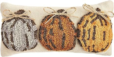 Mud Pie Fall Mini Hooked Pillow, 1 Count (Pack of 1), Pumpkin Tri | Amazon (US)