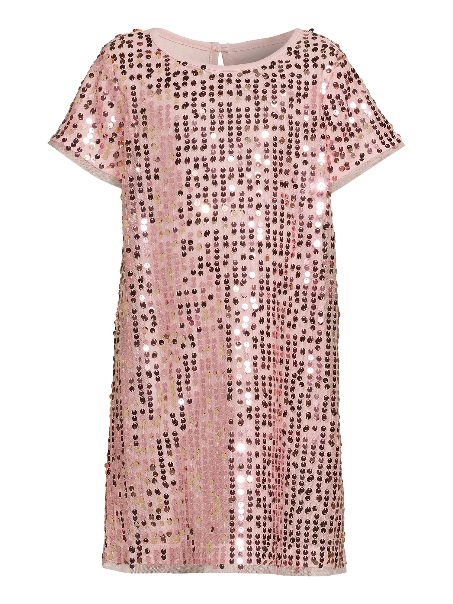 Wonder Nation Girls Sequin Short Sleeve Shift Dress, Sizes 4-18 & Plus - Walmart.com | Walmart (US)