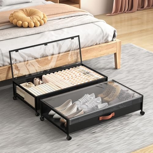 Under Bed Storage with Wheels, XXL Larger Under Bed Storage Containers with Clear Lids, 31'' Leng... | Amazon (US)