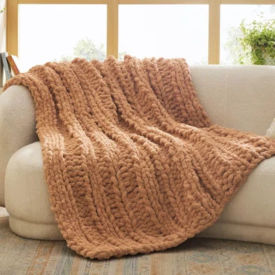 Essential Bedsure 100% Hand Knit Chenille Chunky Throw Blanket For Couch | Wayfair North America