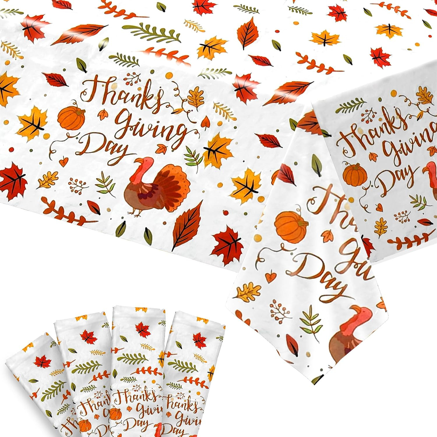KatchOn Thanksgiving Table Cloth Disposable 87X51 Inch, Pack of 4 | Amazon (US)