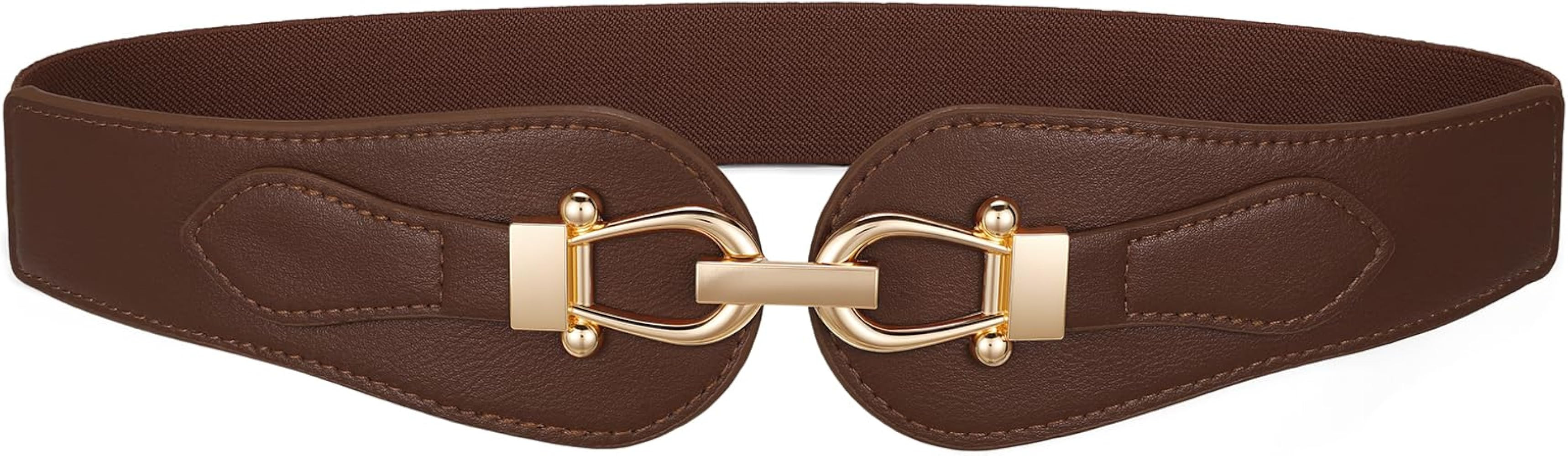 VONMELLI Wide Elastic Belts for Women Stretch Ladies Waist Belt Fashion Gold Buckle, Vintage Thic... | Amazon (US)