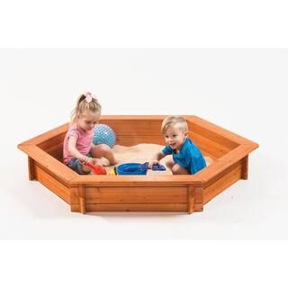 Creative Cedar Designs Hexagon 5 ft. x 4 ft. Sandbox with Cover and Lining 7118 | The Home Depot