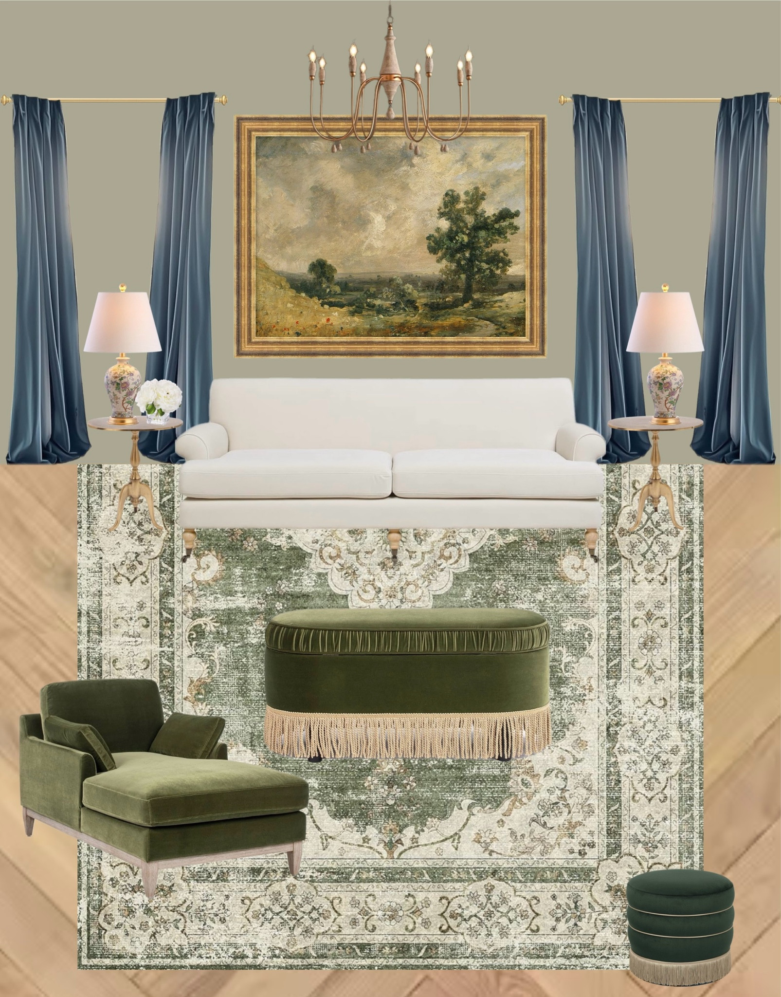 Amazon room template
Interior design
Green velvet chair
Green room
White couch
Amazon lamp
Gold side table 
Green rug
Blue curtains 

#LTKHome #LTKSaleAlert #LTKMostLoved