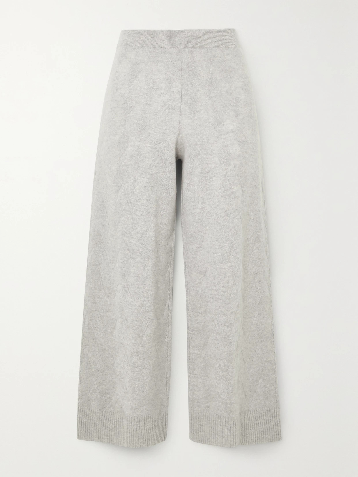 Skin - Pauline Cropped Cable-knit Cashmere Wide-leg Pants - Gray | NET-A-PORTER (US)