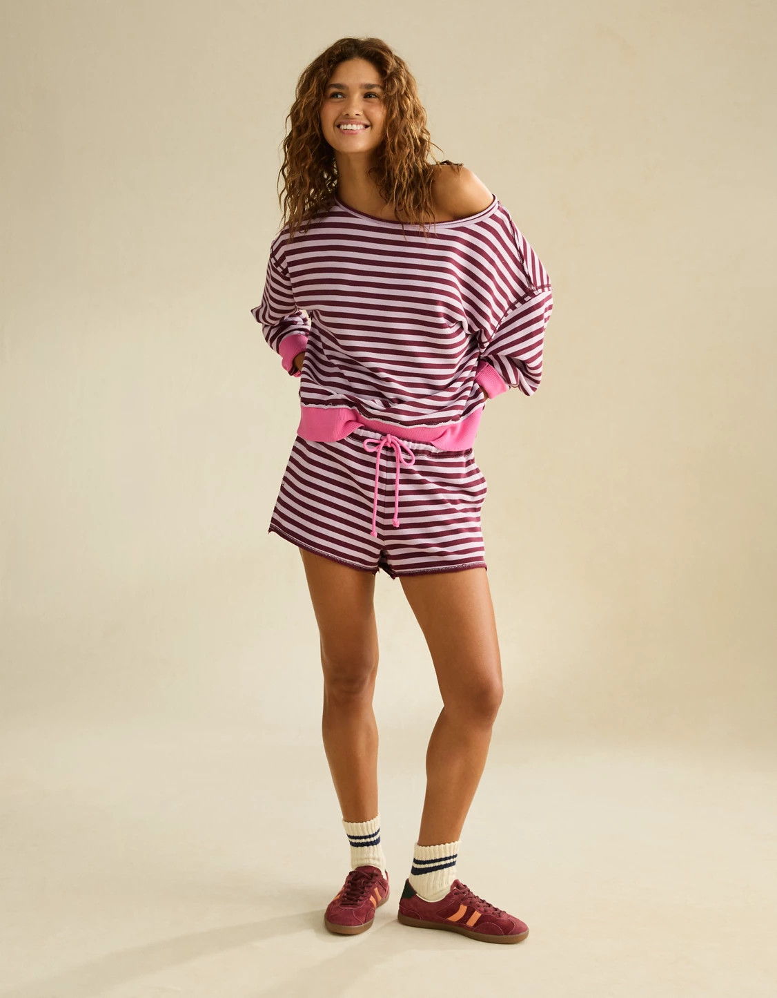 AE On a Roll Off-the-Shoulder Sweatshirt | American Eagle Outfitters (US & CA)