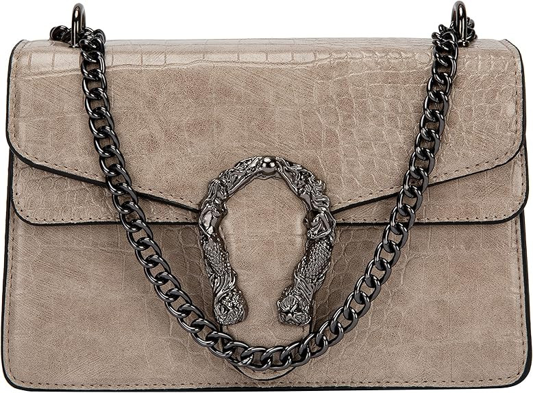 Trendy Chain Strap Crossbody Bag For Women - Luxurious Snakeskin-Print Leather Shoulder Pursel La... | Amazon (US)