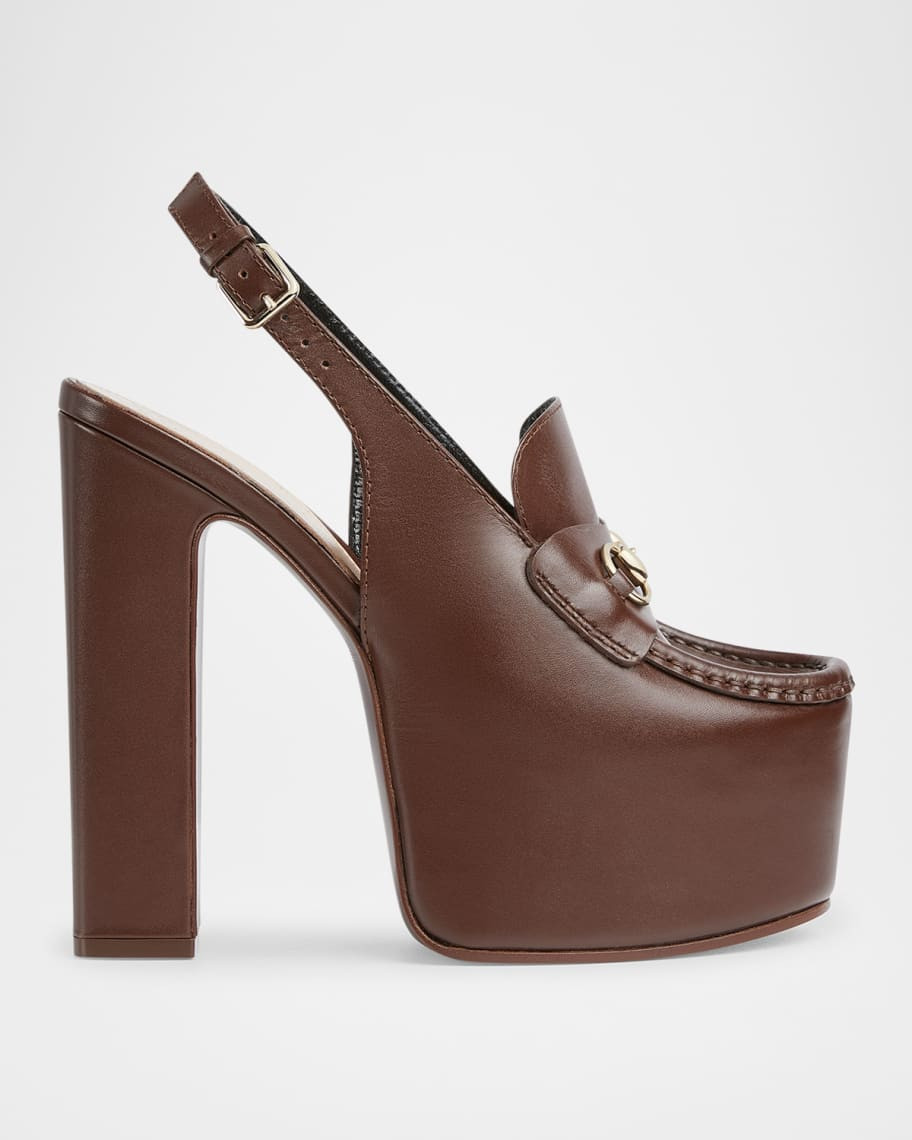 Gucci Ottavia Leather Platform Loafer Pumps | Neiman Marcus