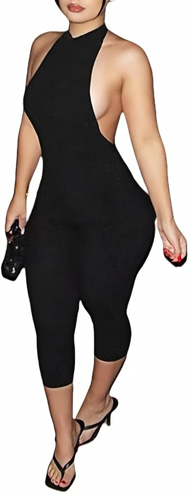 NIFTRIRY One Piece Jumpsuits for Women Sleeveless Hollow Out Bodycon Jumpsuit Black Jumpsuit Sexy... | Amazon (US)