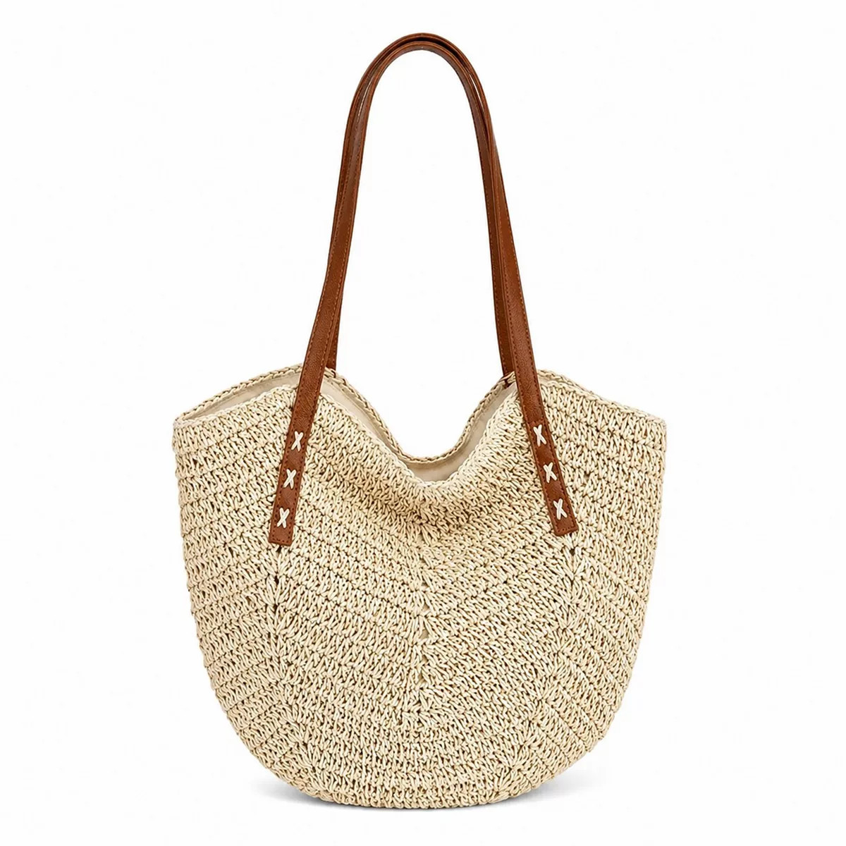 Woven Straw Tote Bag Large Capacity Shoulder Handbag Vacation Beach Everyday Carryall | Kohl's