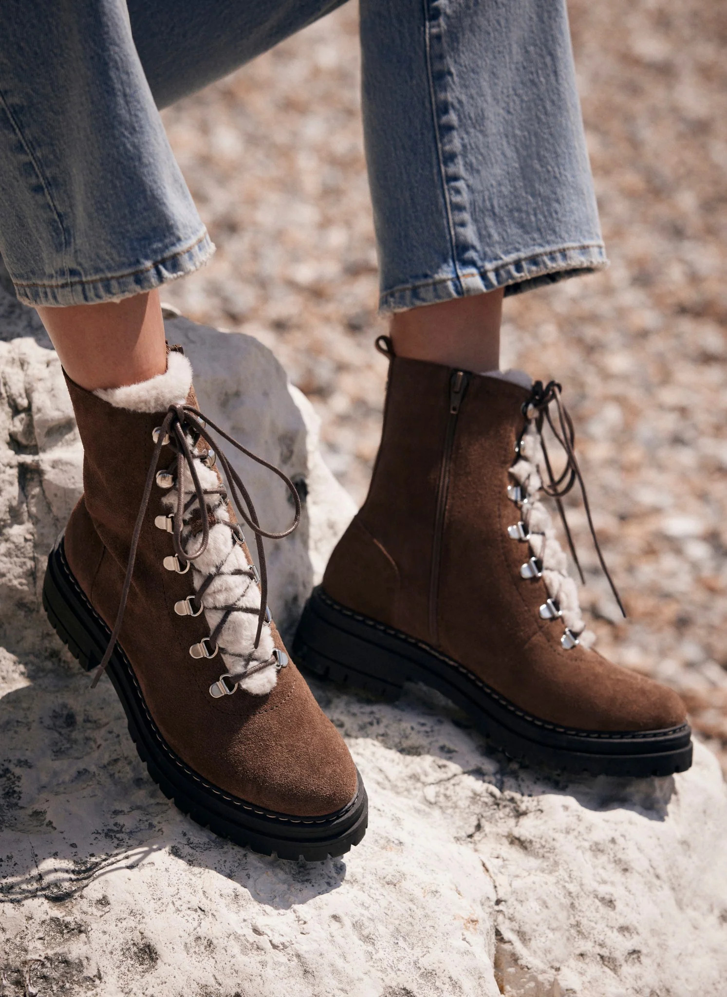 Tan Suede Hiking Boots | Mint Velvet
