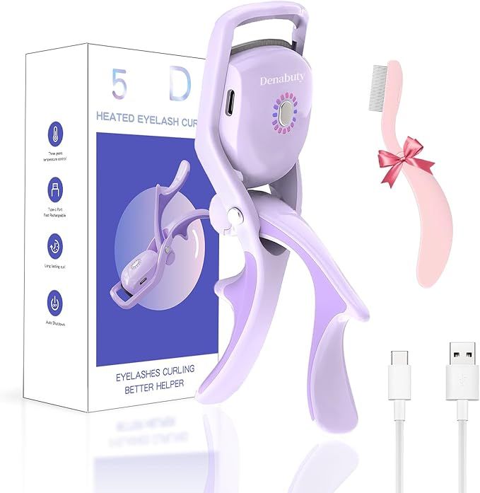 Heated Eyelash Curler, Denabuty Electric Eyelash Curlers with Comb Rechargeable with 3 Modes and ... | Amazon (US)