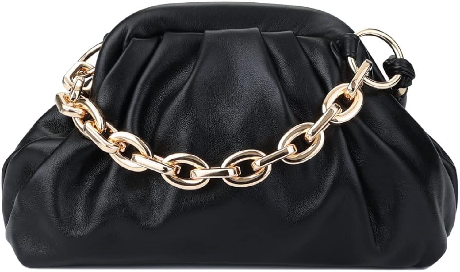 Women's Chain Link Cloud Clutch Bag | Dumpling-Shaped Pouch Purse Handbag | Ruched Chunky Chain L... | Amazon (US)