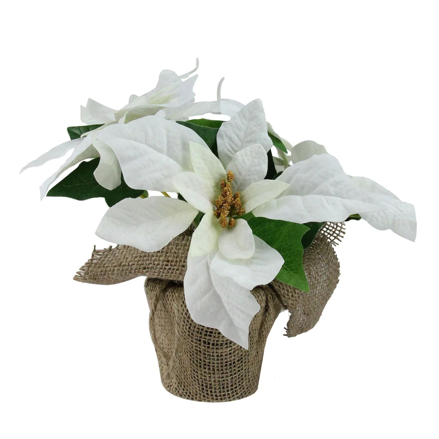 10" White Poinsettia Flower Artificial Christmas Floral Arrangement | Walmart (US)