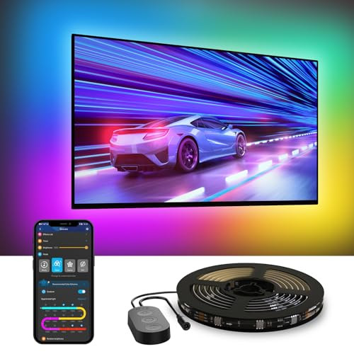 Govee TV LED Backlight,RGBIC Smart LED Strip Lights for 70-80 inch TVs, Bluetooth and Wi-Fi Control, Works with Alexa & Google Assistant, Music Sync, 99+ Scene Modes, Adapter | Amazon (US)