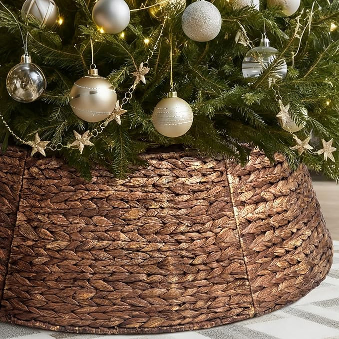 8-Piece Rattan Christmas Tree Collar - 42" Rustic Farmhouse Tree Skirt- Xmas Tree Base Cover for ... | Amazon (US)