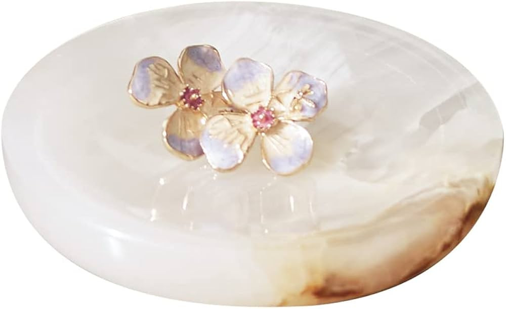 PHINILUX 𝟏𝟎𝟎% Round Marble Ring Dish, Stone Jewelry Holder,Trinket Dish Tray Ring Holder... | Amazon (US)