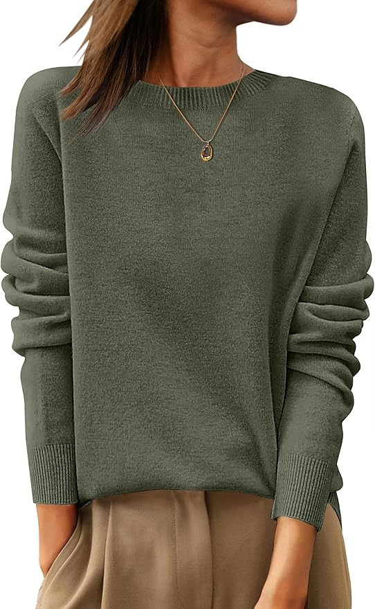 ANRABESS Womens 100% Wool Sweaters Crewneck Long Sleeve Work Business Casual Basic Sweater Tops 2... | Amazon (US)