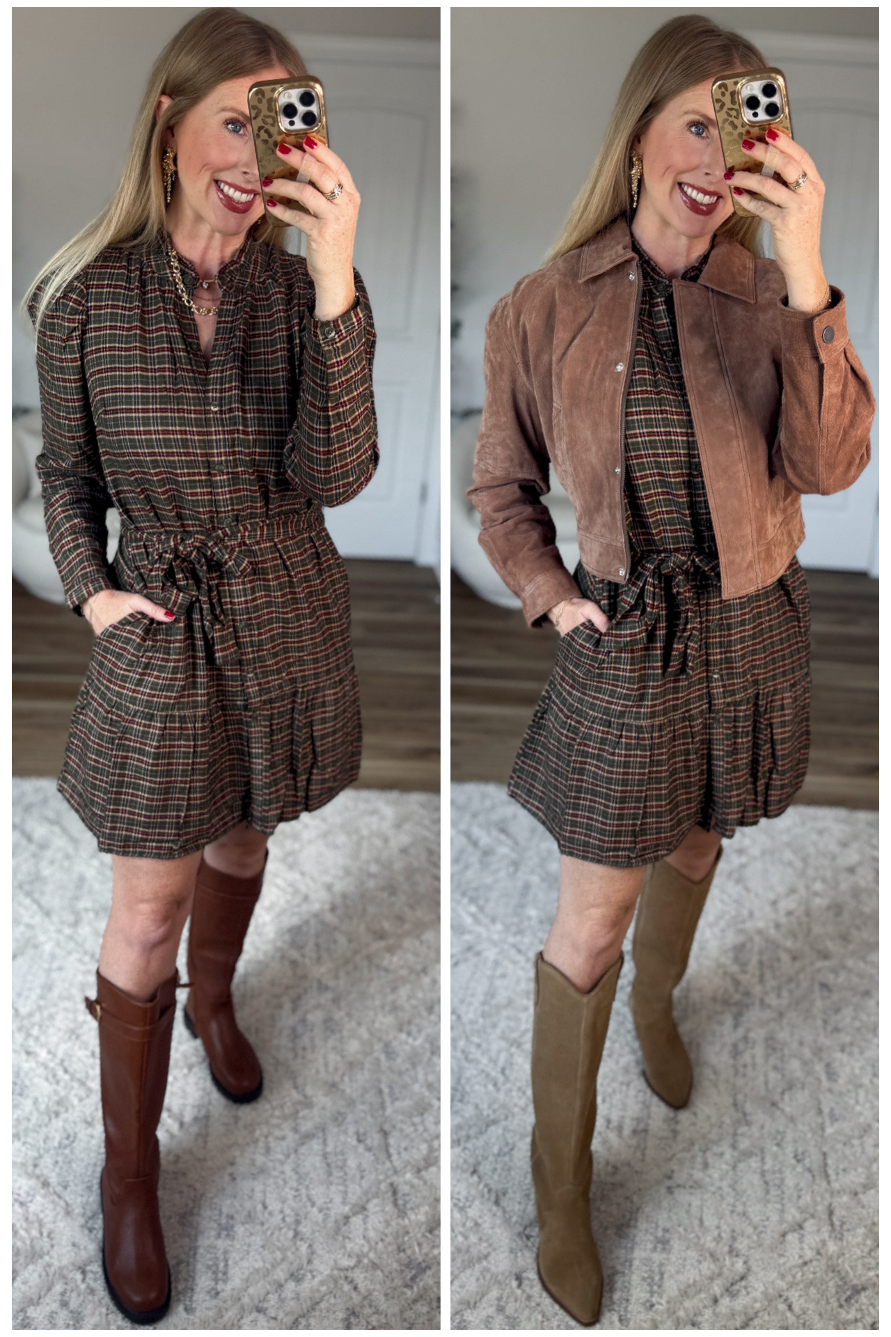 2 ways to style this plaid mini dress from Walmart!