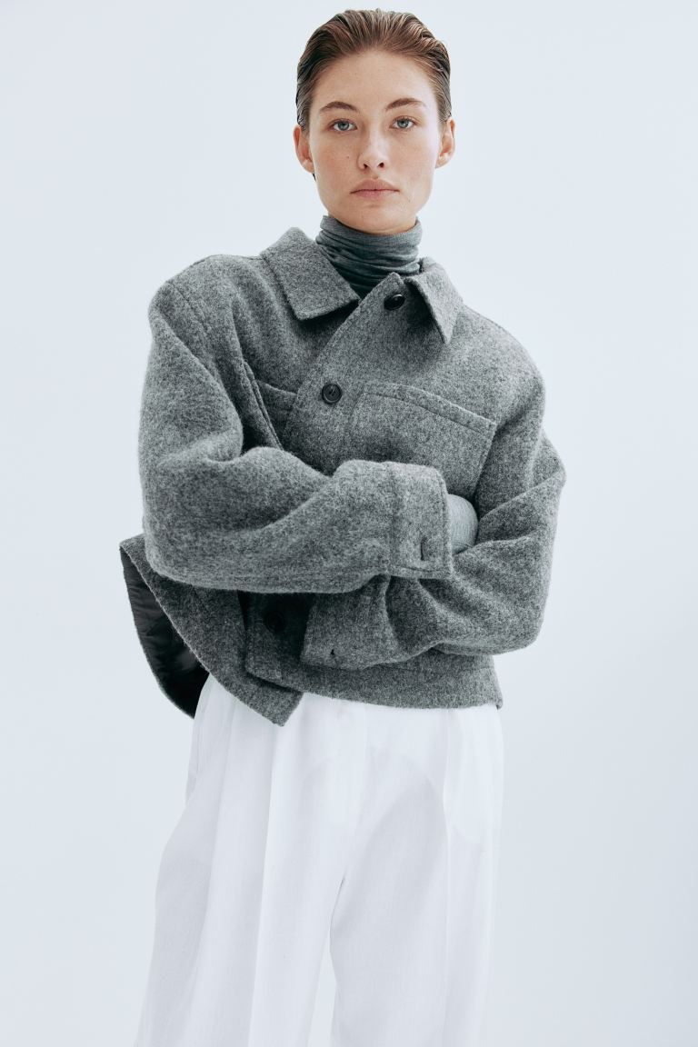 Wool-blend jacket - Dark grey - Ladies | H&M GB | H&M (UK, MY, IN, SG, PH, TW, HK)