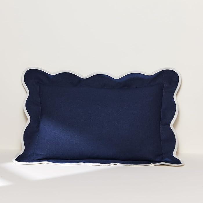 Lush Decor Coastal Chic Scalloped Edge Throw Pillow Cover 1 Piece 13" W x 20" L + 2.5" Flange Nav... | Amazon (US)