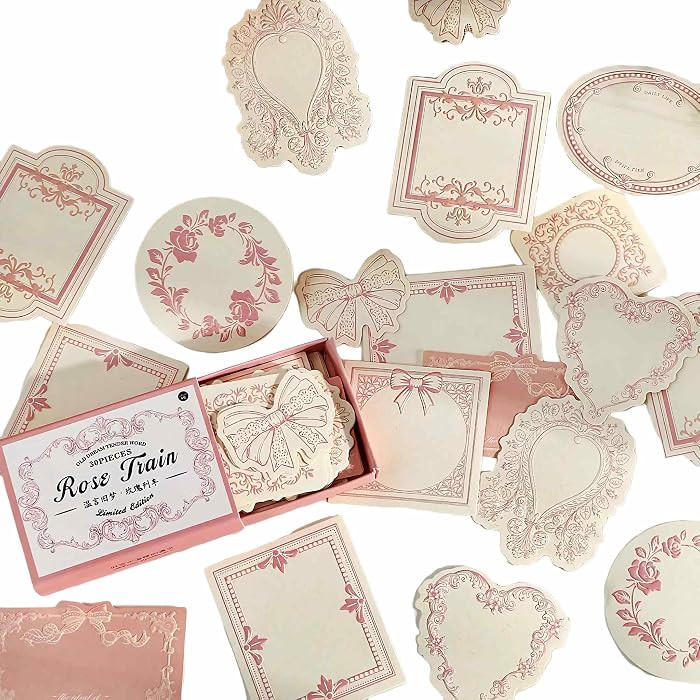 Vintage Embossed Kraft Scrapbook Notebook Paper, Mini Pink Journaling Scrapbooking Supplies Kit Aesthetic Decorative Floral Bow Blank Cards Craft Textured Paper, 30 Sheets Cute Bullet Journal Gifts | Amazon (US)