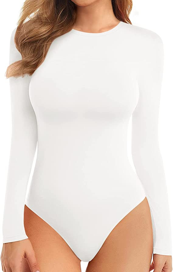 MANGOPOP Women's Halter Neck Sleeveless Sexy Tank Tops/Crew Neck Long Sleeve Bodysuit | Amazon (US)