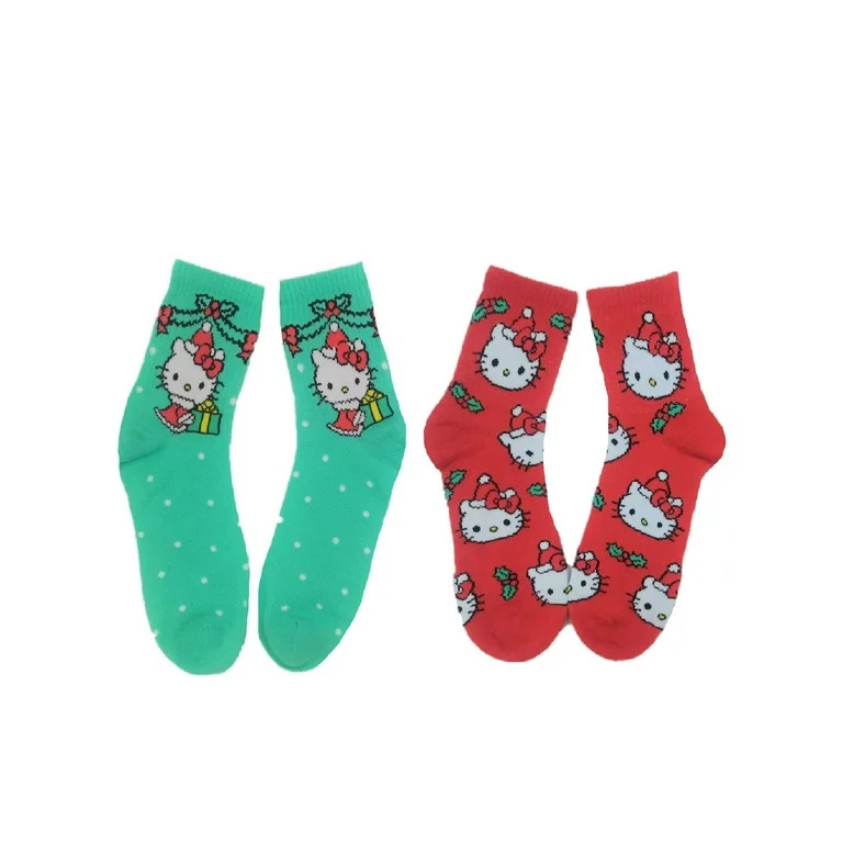 Hello Kitty, Women's Holiday Ribbed Mid-Crews, 2-Pack, Size 4-10 | Walmart (US)