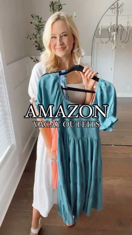 Amazon vacation outfits! Wearing a small in everything except blue one shoulder floral dress ( should of done a small though)! All TTS! 

Vacation outfits/ Amazon fashion / resort wear / resort fashion / beach outfits

#LTKstyletip #LTKfindsunder50
