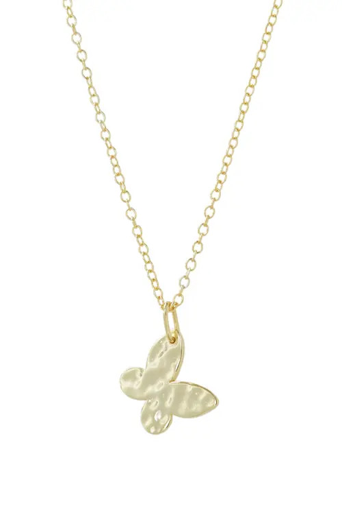 Argento Vivo Sterling Silver Hammered Butterfly Pendant Necklace in Gold at Nordstrom | Nordstrom