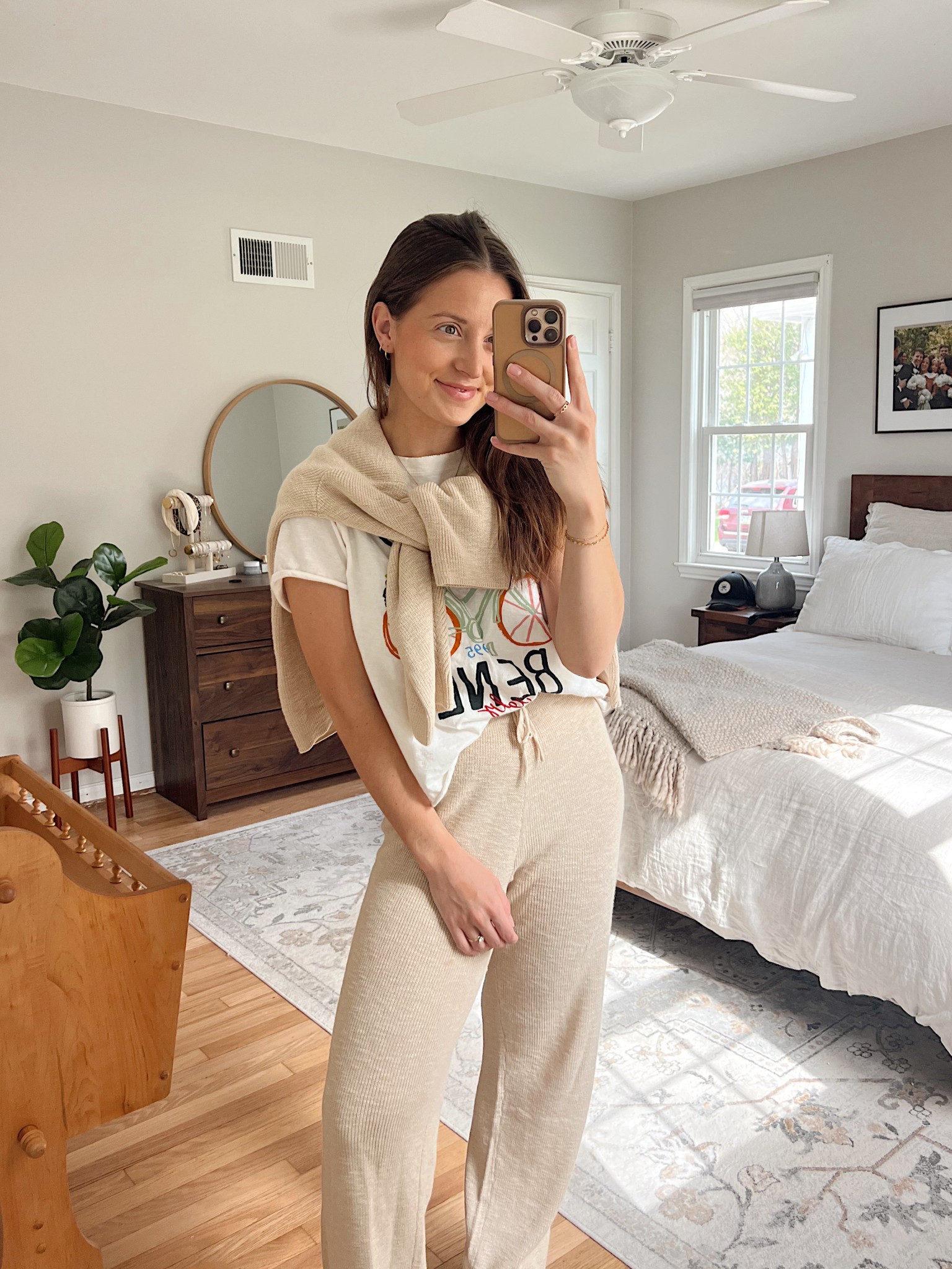 Wearing size Small in everything! Sweater set is slightly different, but same brand! 