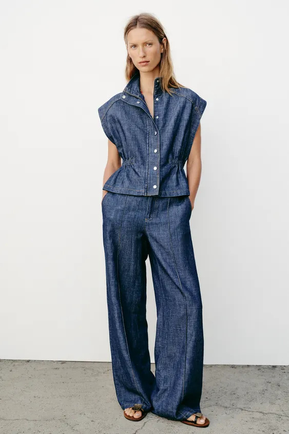 LINEN VEST WITH ELASTIC WAIST | Zara US