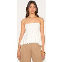 Beige Linen Look Bandeau | PrettyLittleThing US