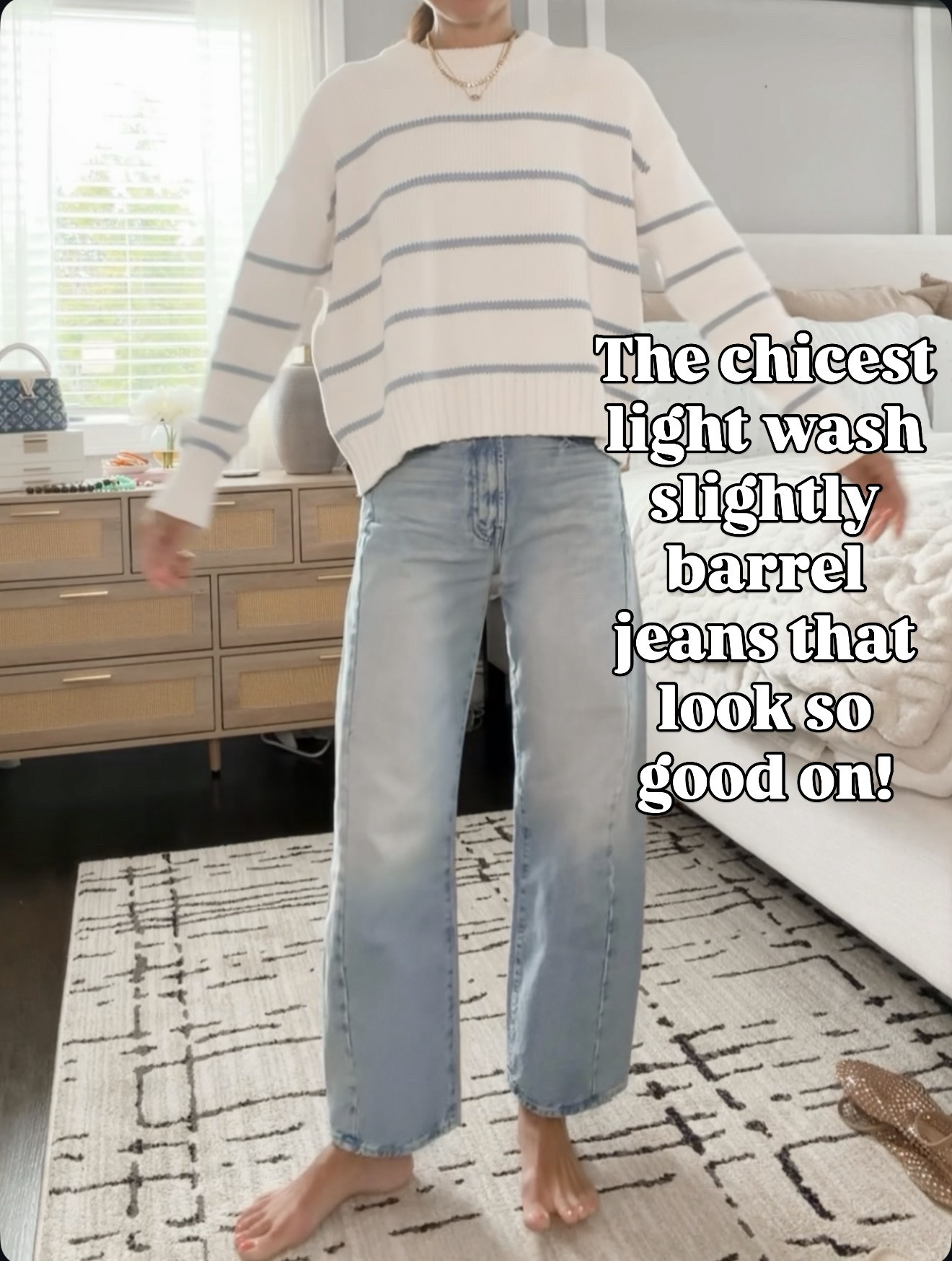 Slight barrel = the most flattering fit right now 🤍 🔗⬇️ wearing size 24 

#LTKootd #LTKSeasonal #LTKOver40